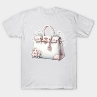 Luxury Handbag Floral Pastel Watercolor Art T-Shirt